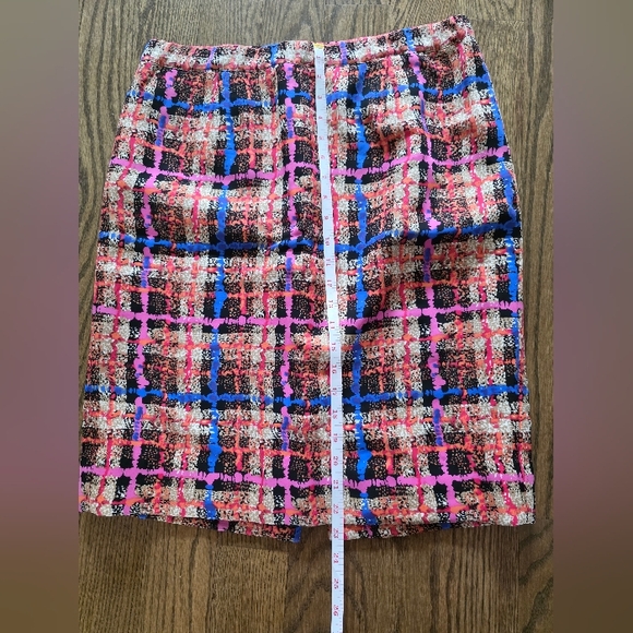 J.crew Collection NWOT Multicolor Plaid Women's Skirt 100% Silk 10 Pencil 98892 - Picture 7 of 8